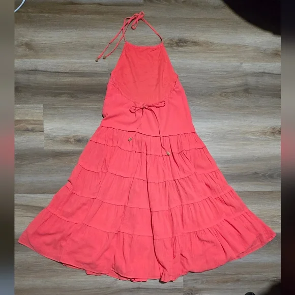 NWOT Free People Endless Summer Moonlight Chic Coral Halter Maxi Dress Size XS - Picture 4 of 16